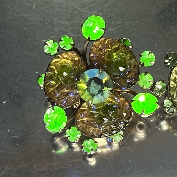 Vintage Jude Lee earrings with uranium crystals and lava rock - Picture 4 of 7